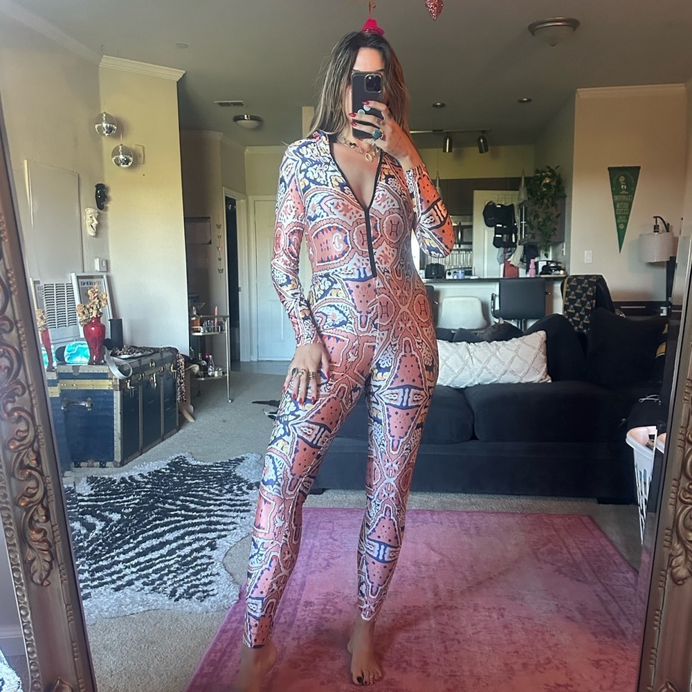 Colorful Paisley Print Jumpsuit Woman’s Size Large